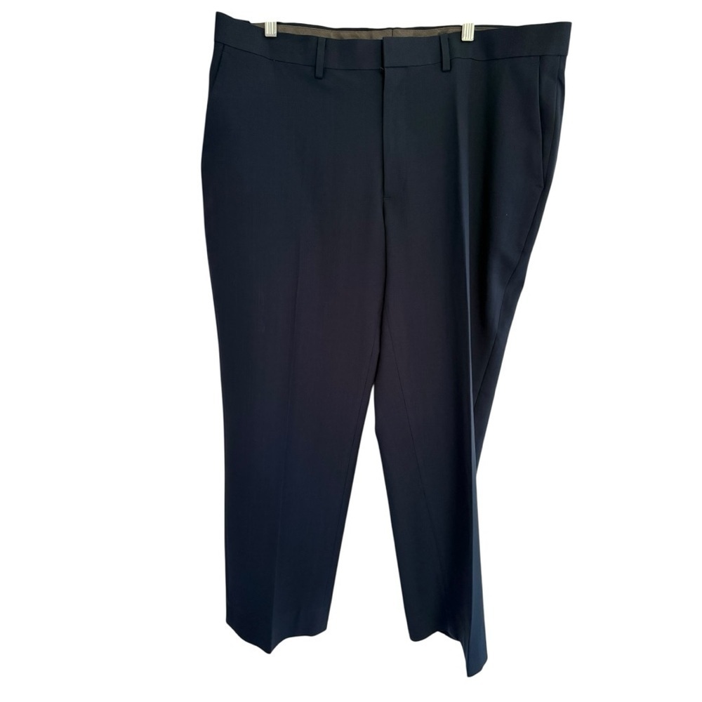 -Men's Haggar Premium comfort navy Dress Pants flat front 40/27 - Picture 5 of 7